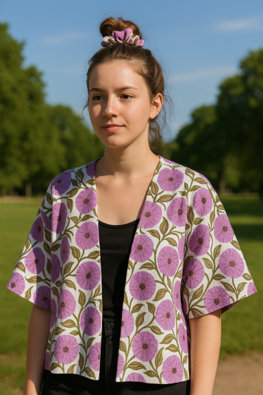Kimono court mauve et chouchou